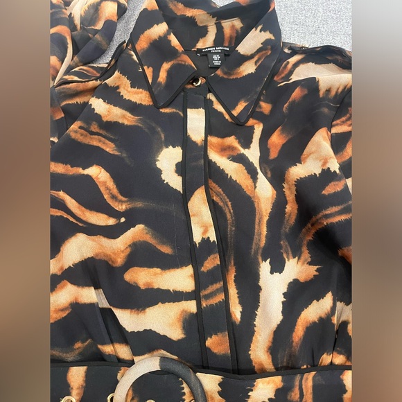 Petite Animal Georgette Pleated And Belted Woven Maxi Dress - Picture 7 of 8